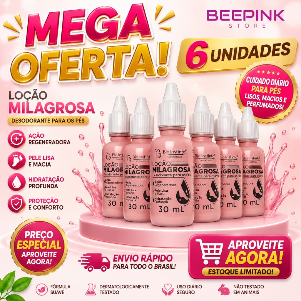 kit 6 Unid Hidratante Loção Milagrosa Desodorante Pés e Mãos 30ml - Bio instinto