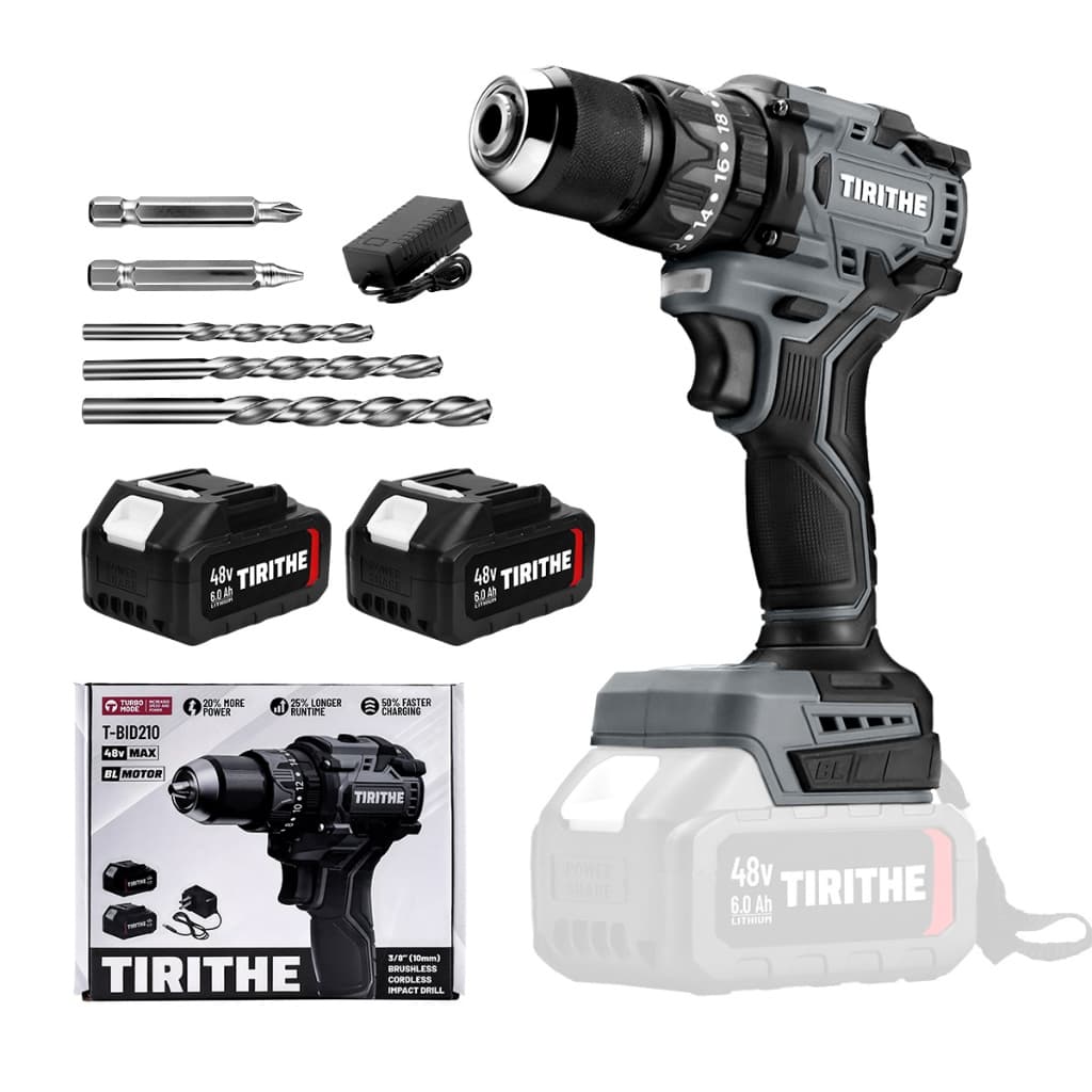 Parafusadeira Furadeira Impacto Brushless 48v 10mm 2 Baterias Sem Fio