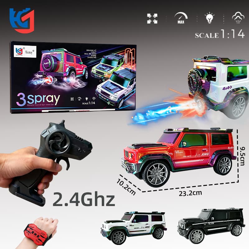 Carrinho Controle Remoto Sensor de Gesto 2.4G Off-Road Drift Spray Fumaça Luz e Som Brinquedo Infantil