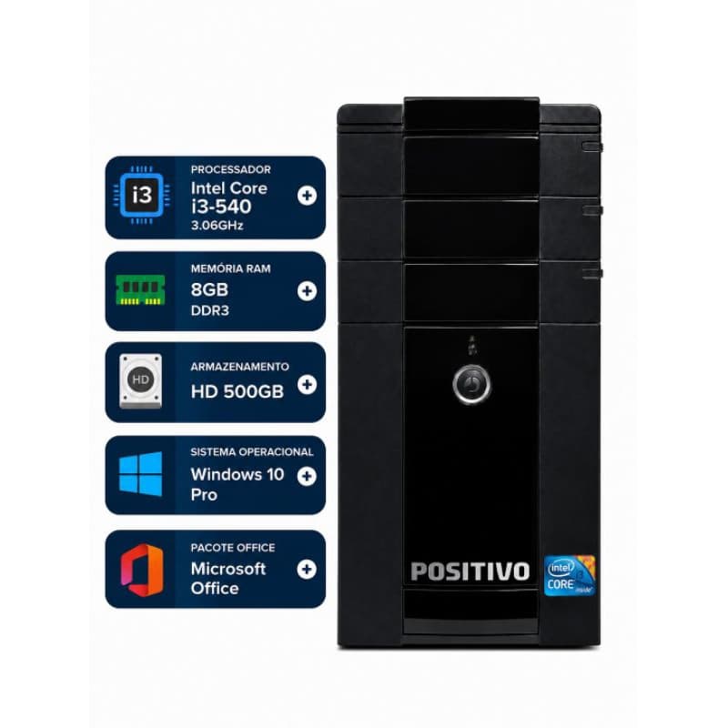 Computador PC Positivo HD 500Gb i3 8Gb RAM