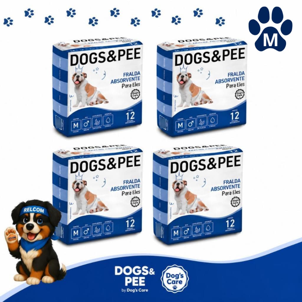 Fralda Descartável Higiênica Resistente Pet Cães Cachorro Dogs Care Macho 48 unidades Tamanho M