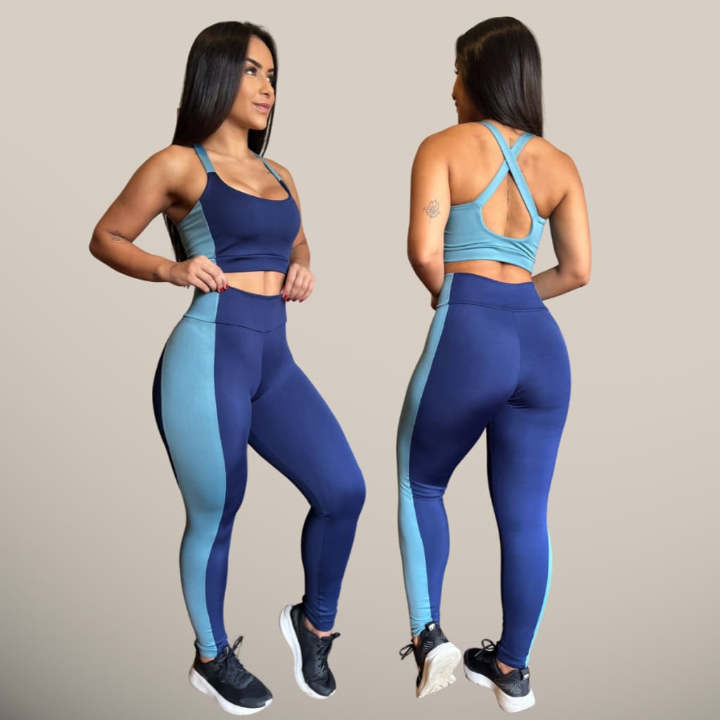 Conjunto de Academia Top e Calça Legging Feminina Treino Roupa Fitness Topper Feminino Corrida Ginástica Leg Alta Kit