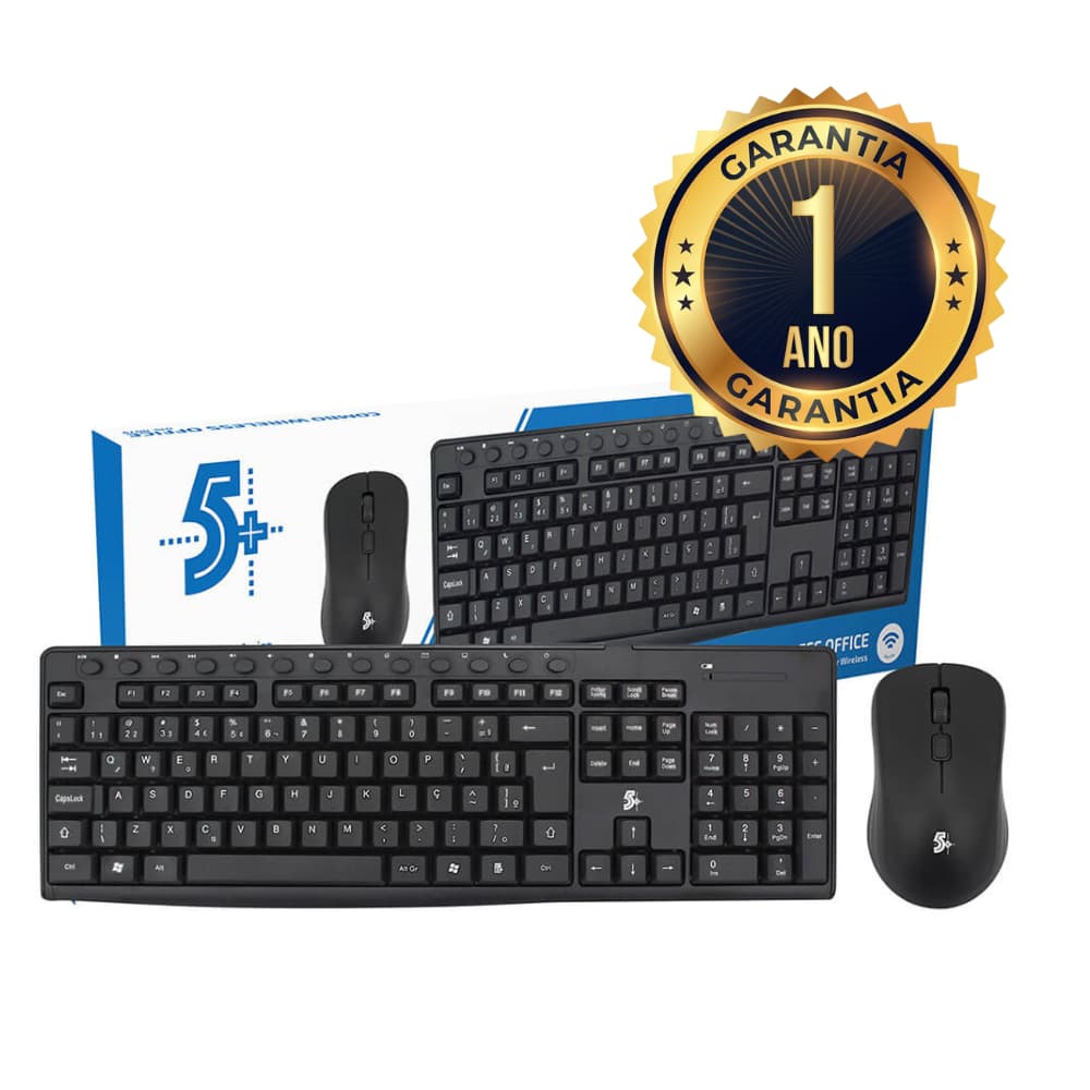 Combo Teclado e Mouse Sem Fio Wireless 2.4GHz Office Para PC Notebook USB