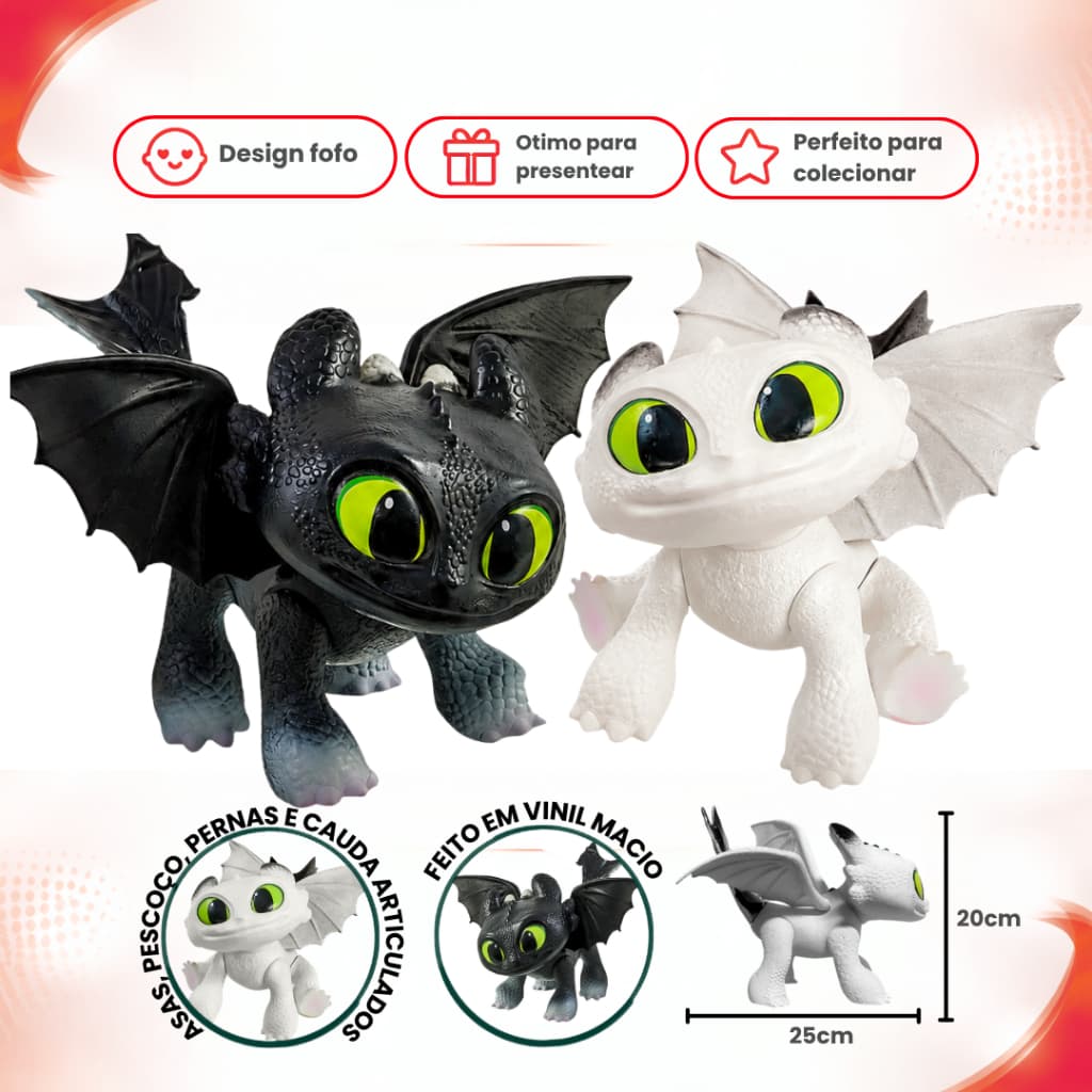 Boneco Como Treinar Seu Dragão Brinquedo Banguela Furia da Luz Infantil Articulado