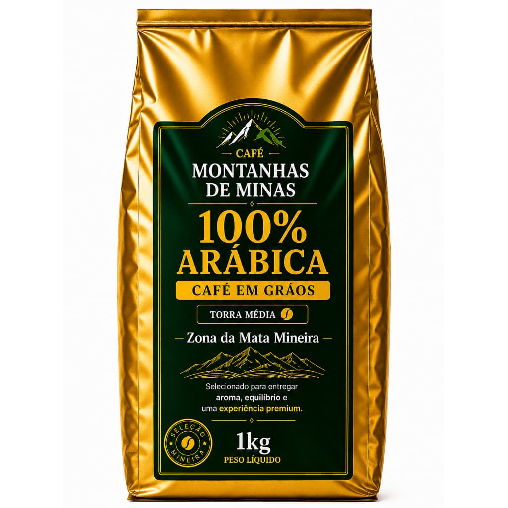 Café 100% Arábica Premium 1kg Em Grãos e Moído Torra Média Zona da Mata Mineira Montanhas de Minas