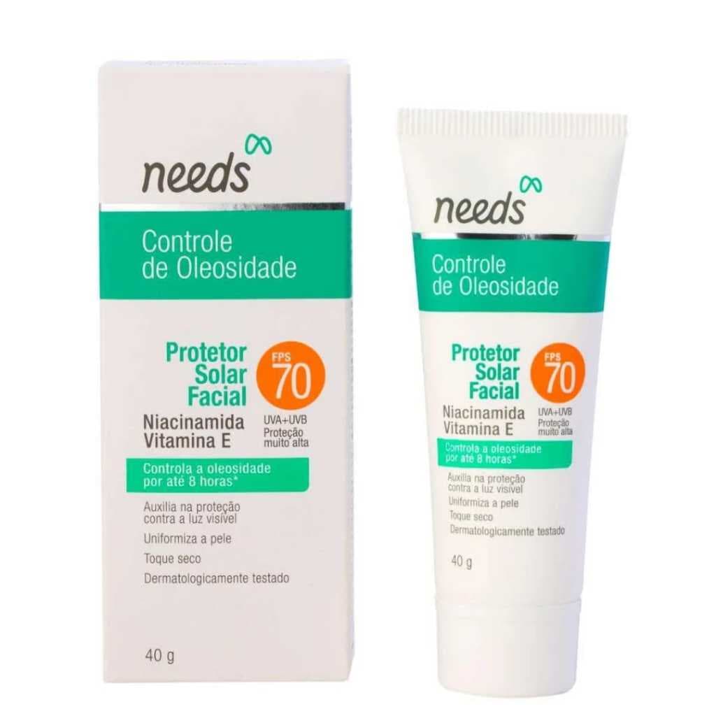 Protetor Solar Facial Needs Controle da Oleosidade FPS 70 SEM COR - 40g Niacinamida Vitamina E