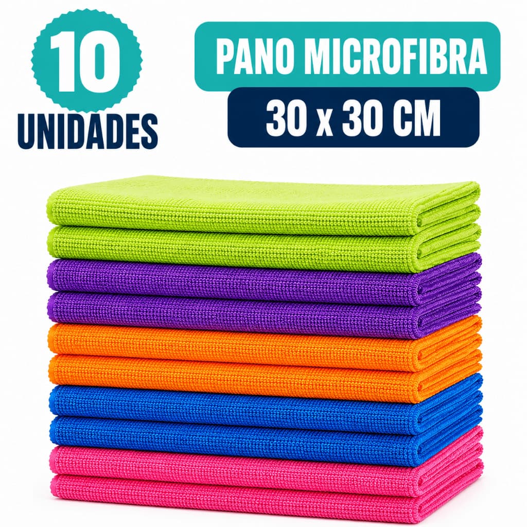 Kit 10 Panos De Microfibra para Limpeza automotiva Carro Moto Estetica casa Toalha secar multiuso