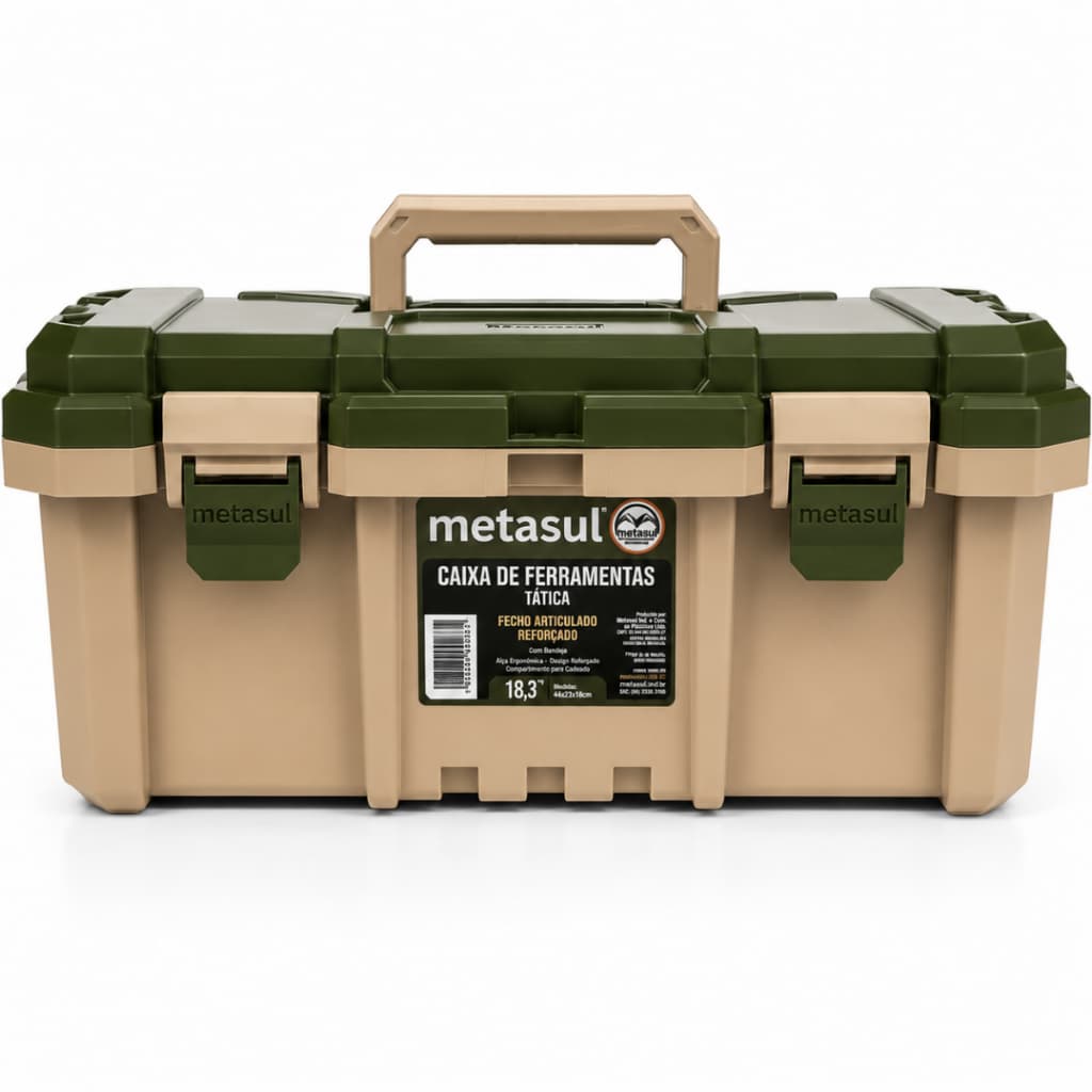 Caixa de Ferramentas Reforçada Tática Maleta Organizadora para Ferramentas e Pesca Verde Militar