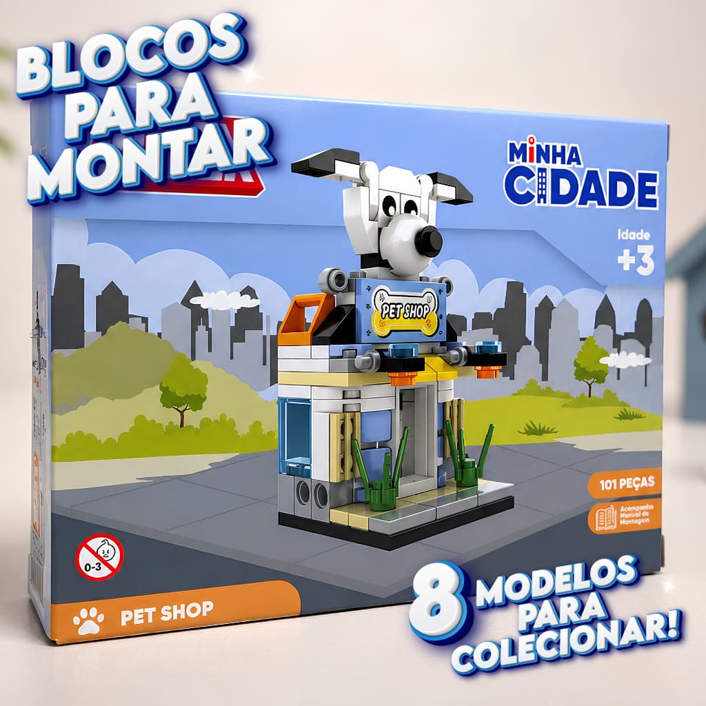 Blocos de Montar Minha Cidade Lojas e Comércio Brinquedos Educativo Menino Menina Estilo Lego Inblox
