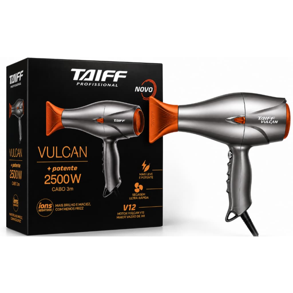 Secador de Cabelo Taiff Vulcan 2500W Profissional 127v  Original Motor AC Alta Performance