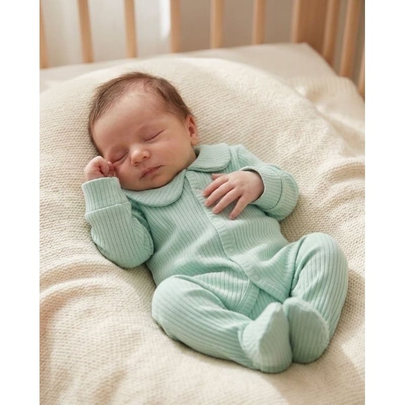Kit 3 Macacões Bebê Suedine Canelado 100% Algodão Com Gola Baby Enxoval Maternidade Recém Nascido RN