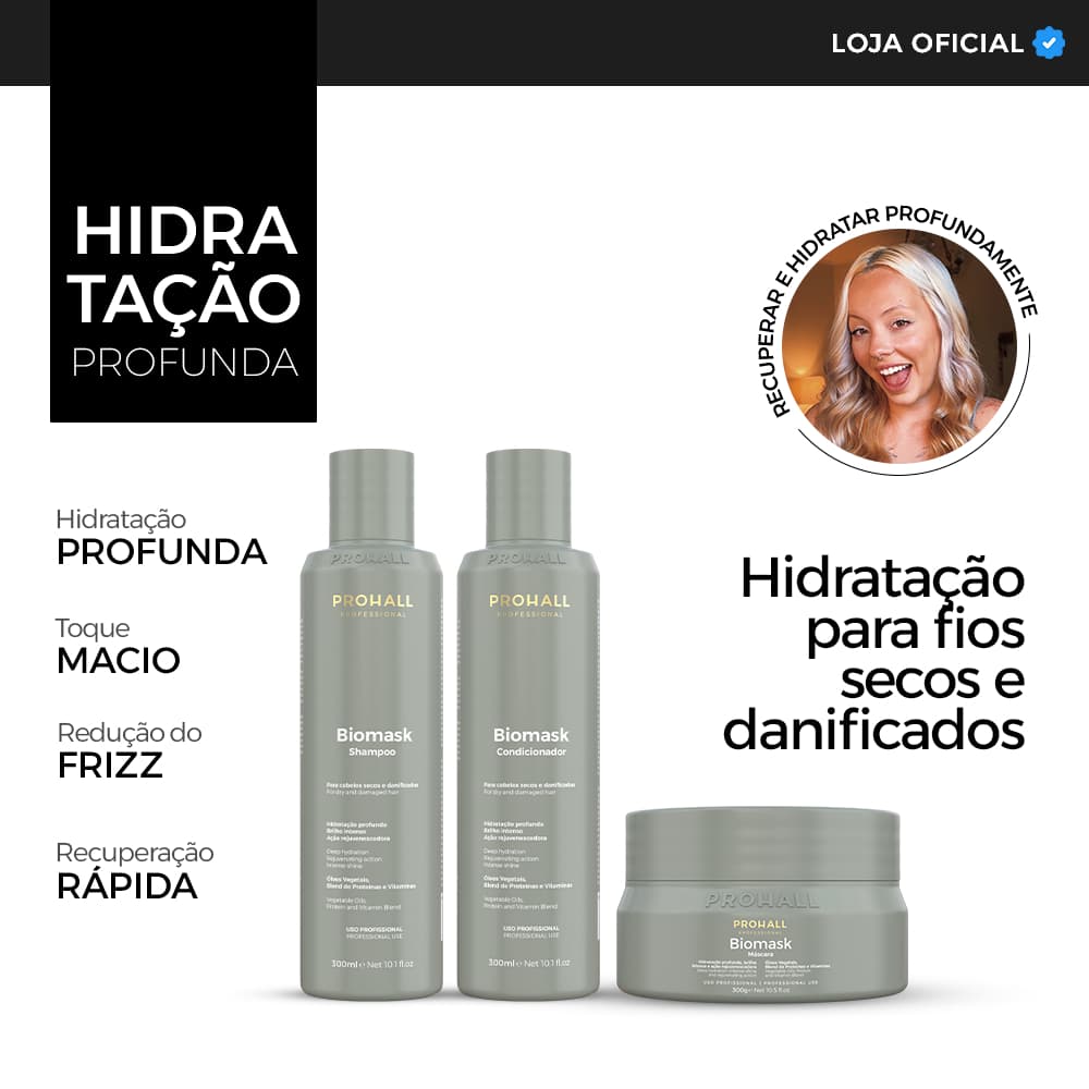 Kit Ultra Hidratante Biomask Máscara 300g