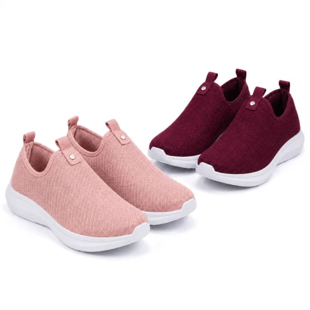 Kit 2 Tênis Caminhada Feminino Tênis Ortopédico Feminino Confortável Academia Esportivo Casual