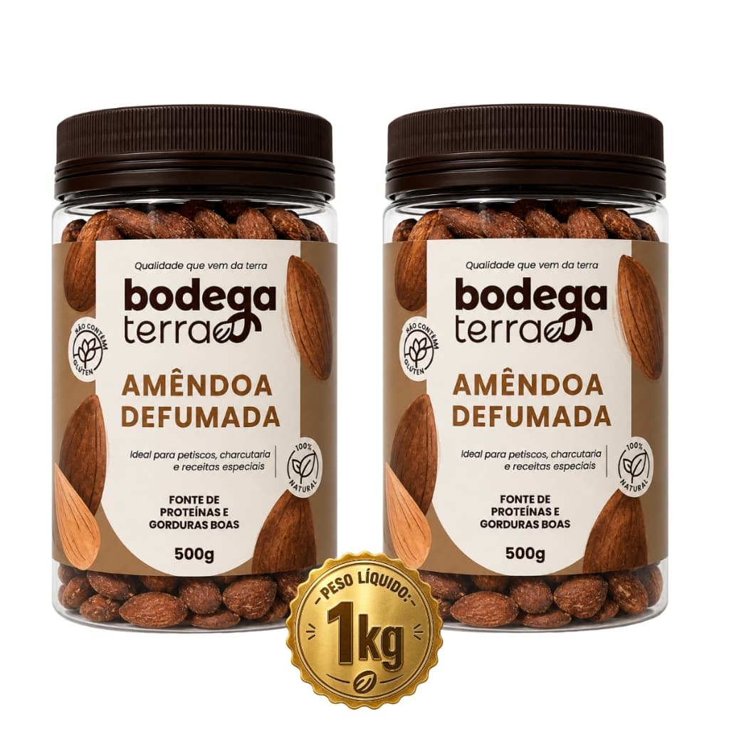 Amêndoa Defumada 1Kg ou 500g Premium Sem Glúten Castanhas Snack Saudável Natural Premium