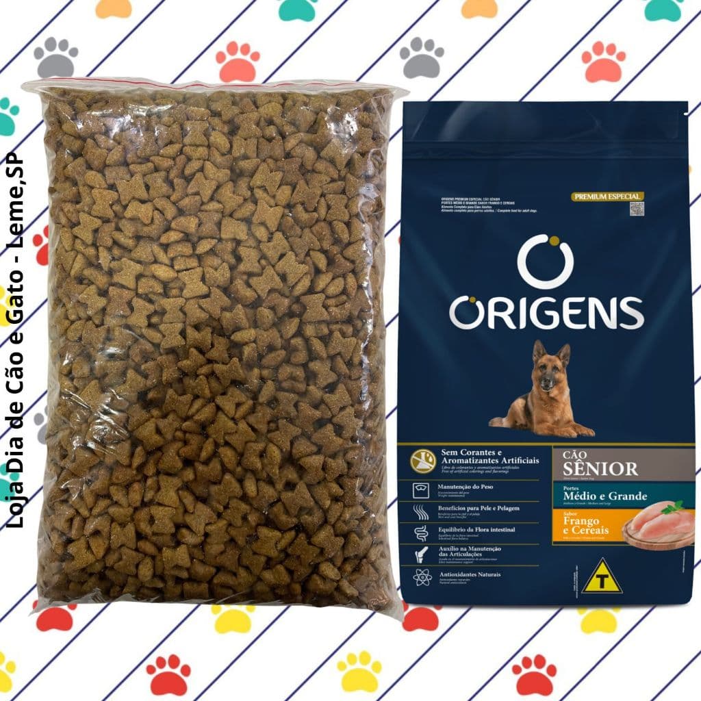 GRANEL 1KG - Ração Origens SÊNIOR FRANGO Premium Especial - Cachorros Médios e Grande Porte