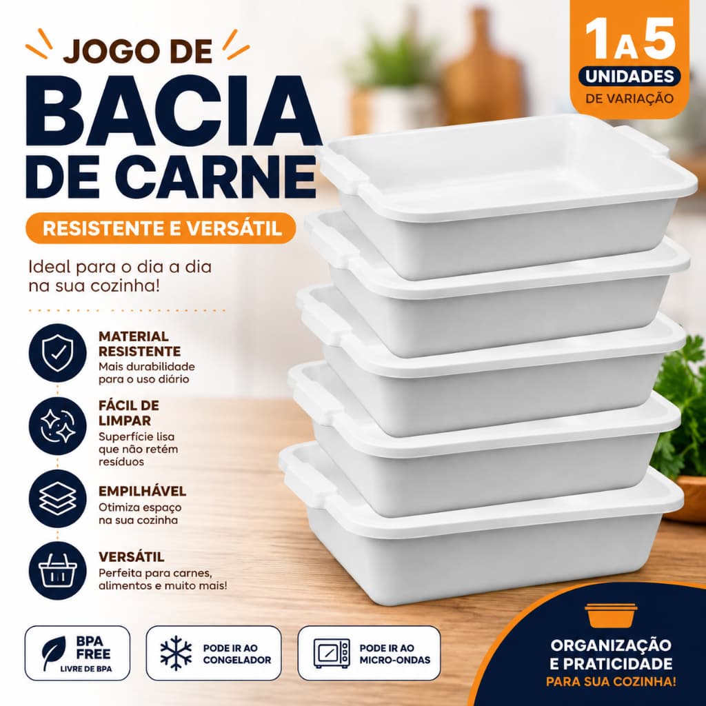 Bandeja Organizadora 4,5L para Geladeira Freezer Armário Cozinha Multiuso Plástica