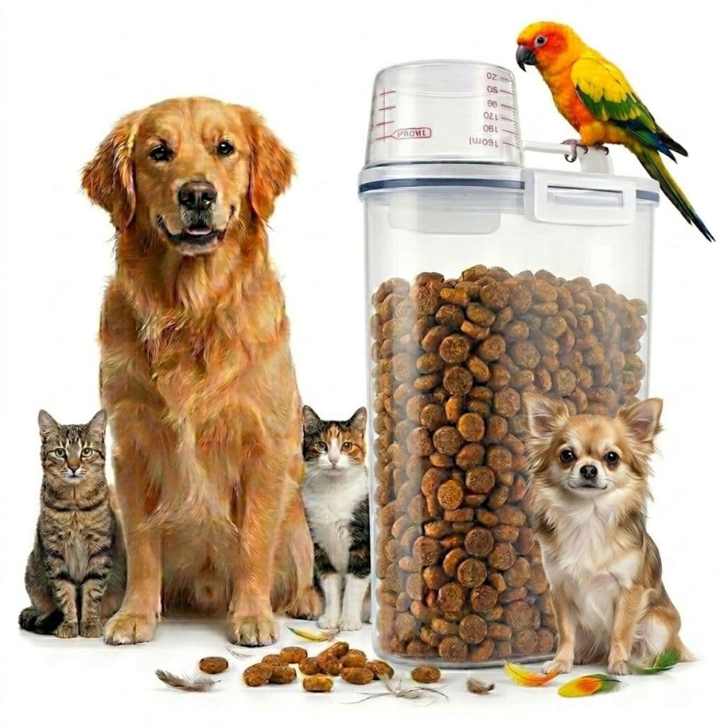 Kit 2 a 4 Potes de Ração Dispenser Herméticos 2L Para Pet Cachorro Gato Com Vedação e Copo Medidor