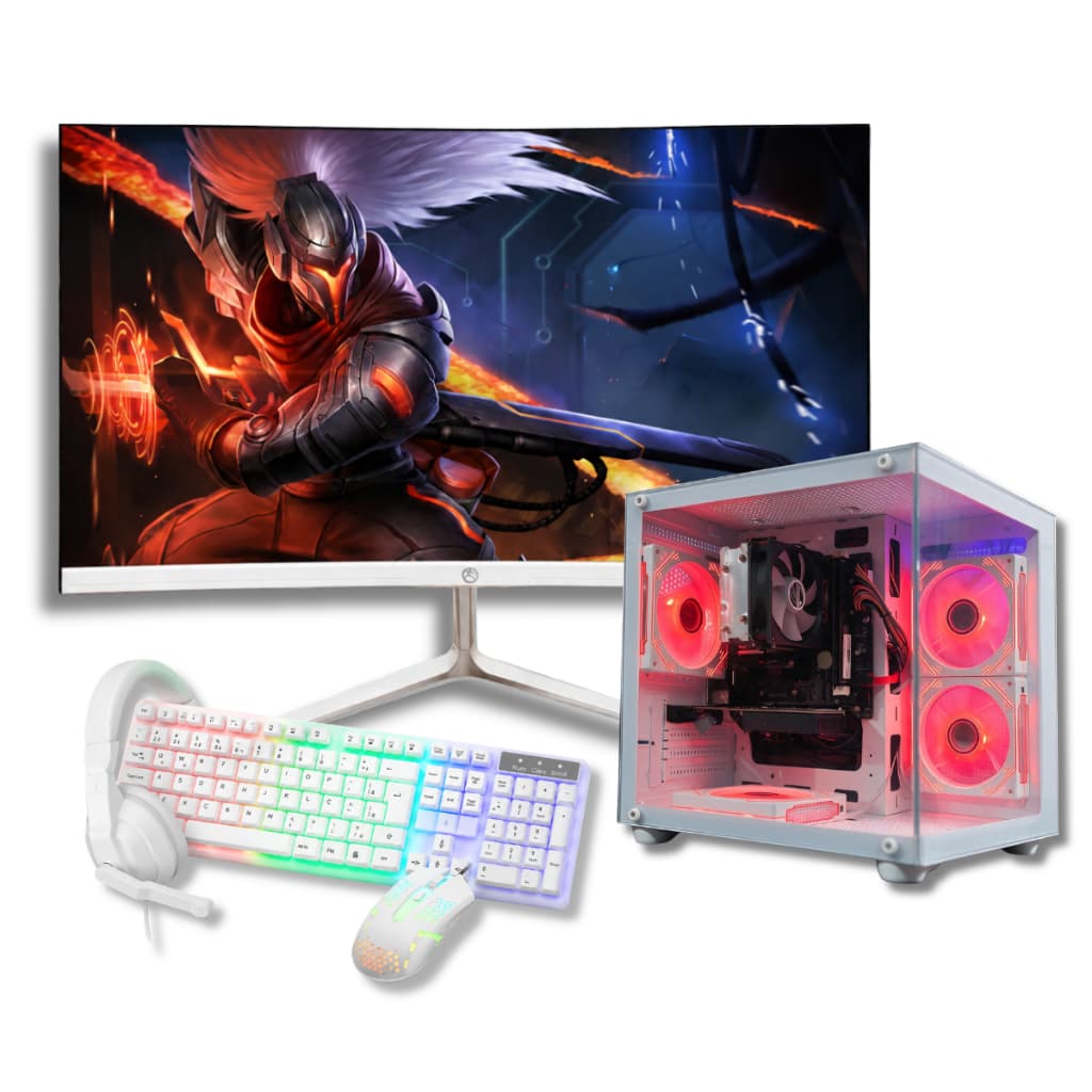 Computador Pc Gamer I5 6.ª 16GB DDR4 SSD 512GB NVME RX 560 Wifi Monitor Led 23'' Curvo Branco Bivolt
