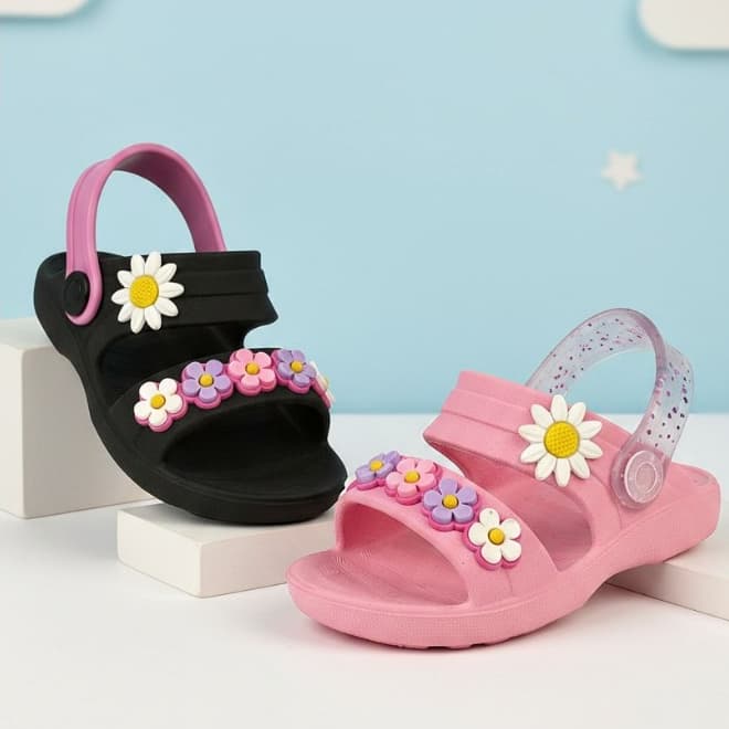 Sandália Papete Infantil Menina Leve Kit 2 Pares Macio Confortável Para o Dia a Dia Escolar Pé de Lola