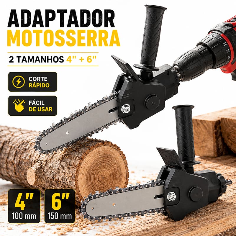 Adaptador Portátil Motosserra para Furadeira e Parafusadeira 4/6 Polegadas, para corte de madeira