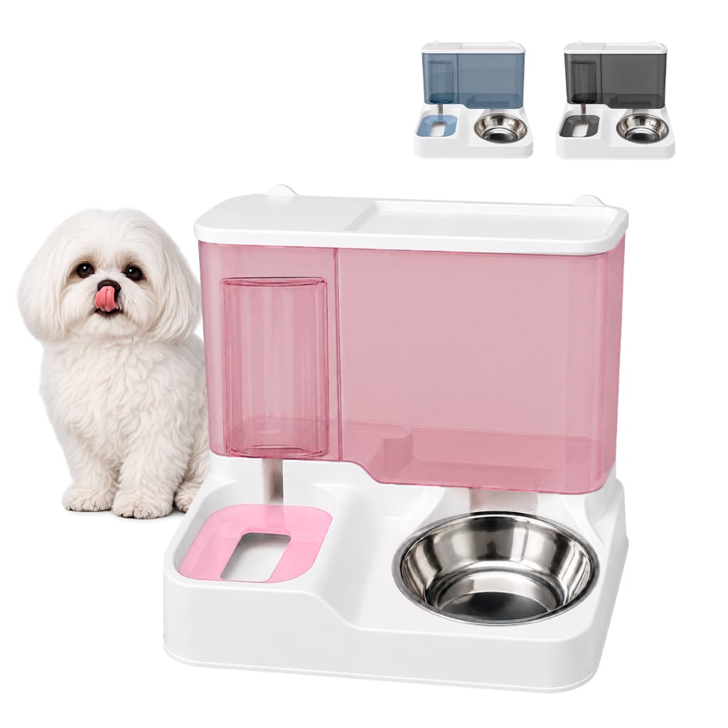 Bebedouro Comedouro Gravidade Pets Gatos Cachorros  Automático Inox Agua Ração Alimentador