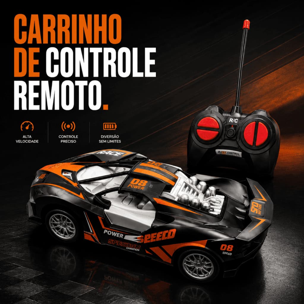 Carrinho de Controle Remoto Corrida Extrema – Brinquedo Esportivo com Direção Completa e Alta Velocidade