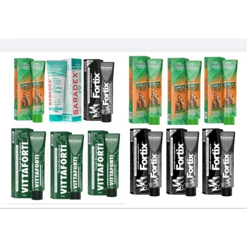 Kit 03 Pomadas Massageadoras/ Canela de Velho/ Saradex/ Fortix Alívio Muscular