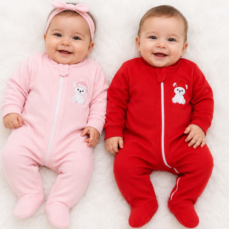 Macacão bebê 100% algodão com ziper, menina e menino, kit com 2, enxoval bebe.