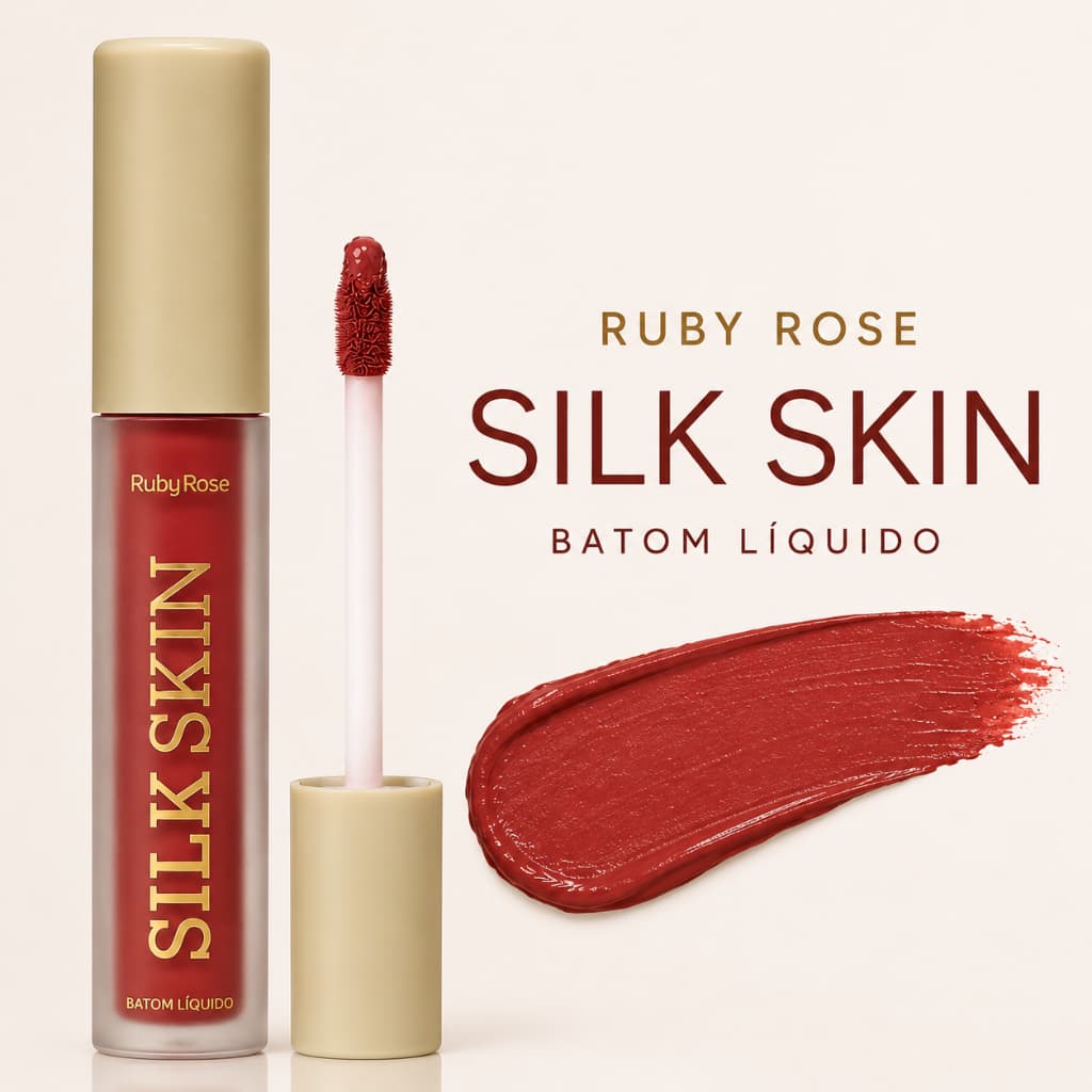 Batom Líquido Matte Ruby Rose Silk Skin Alta Pigmentação Longa Duração