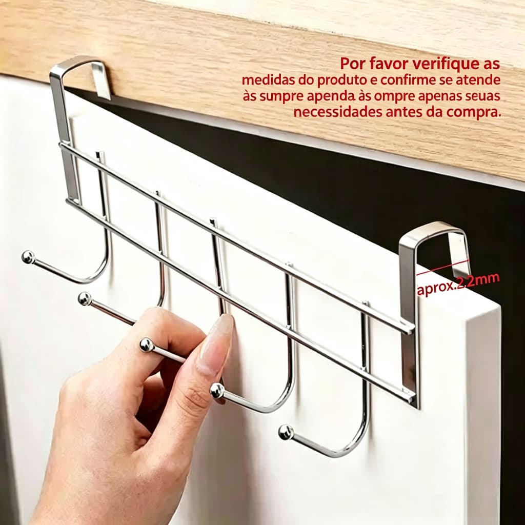 Suporte Cabide com Ganchos Encaixe Porta Pendura Roupas