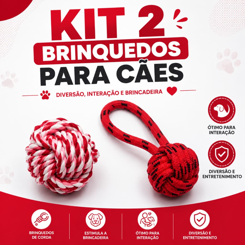 Kit 2 Brinquedos Para Cachorro Bola De Corda Corda Com Bola Brinquedo Interativo Para Cães Resistente