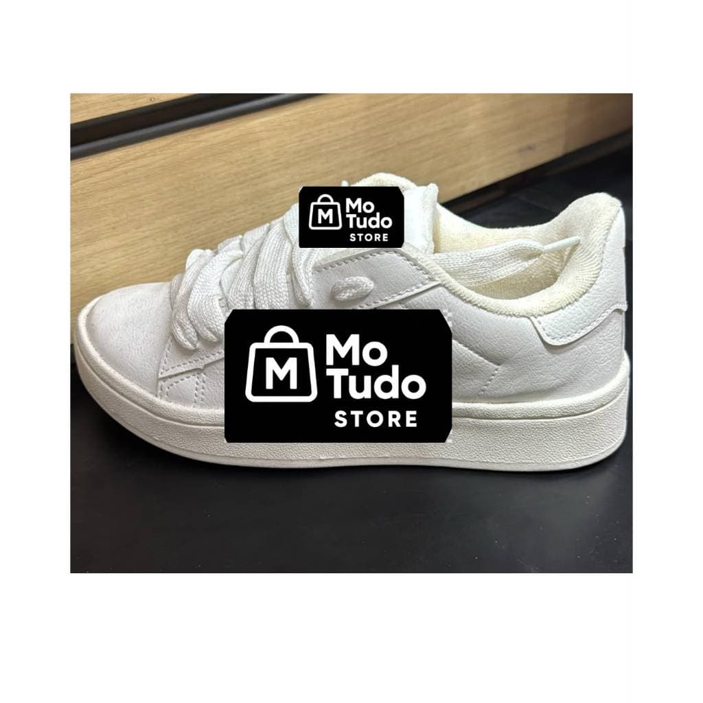Tênis Casual Branco Com Detalhes Dourado Confortável | Calçado Feminino/Masculino Dia a Dia