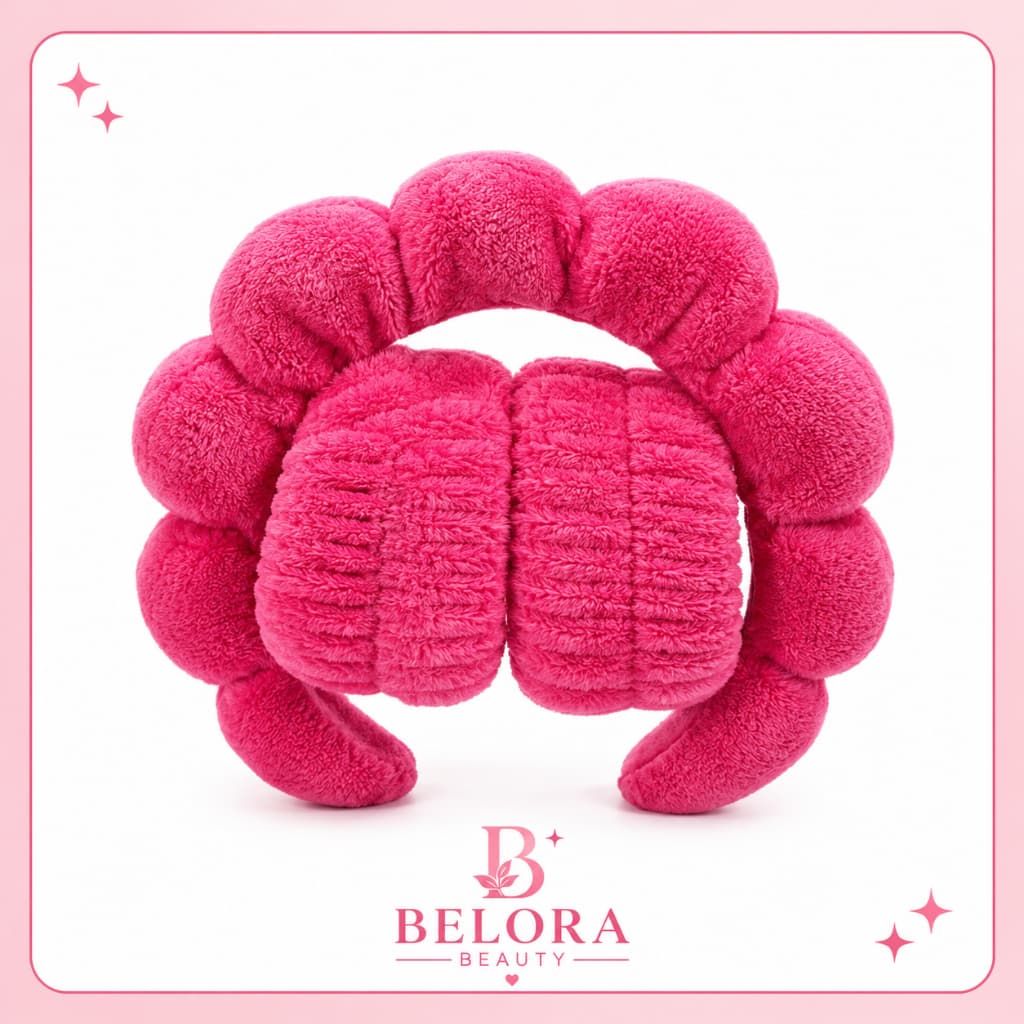Tiara para Skincare Rosa Faixa de Cabelo para Maquiagem e Cuidados Faciais