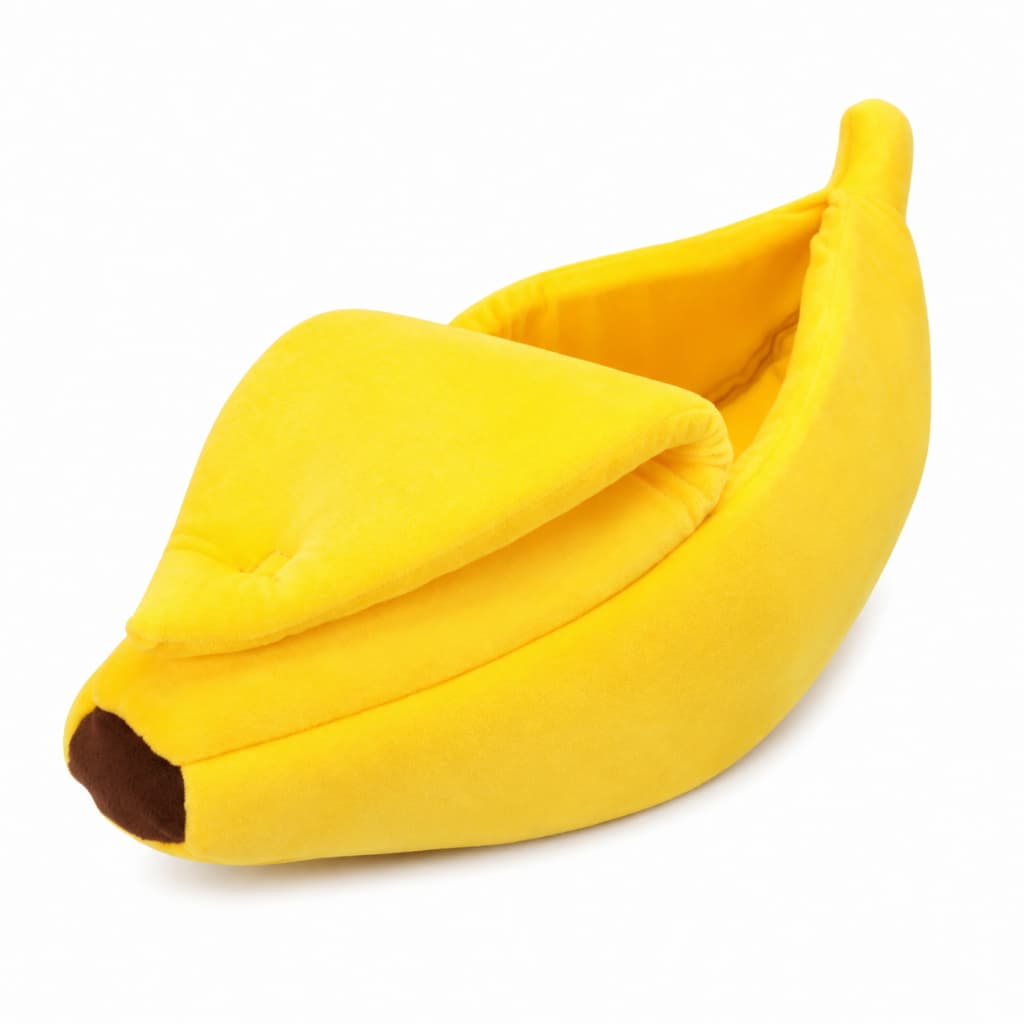 Casinha Cama Pet Iglu Banana De Pelúcia Grande Com Almofada Para Cachorros E Gatos Portátil
