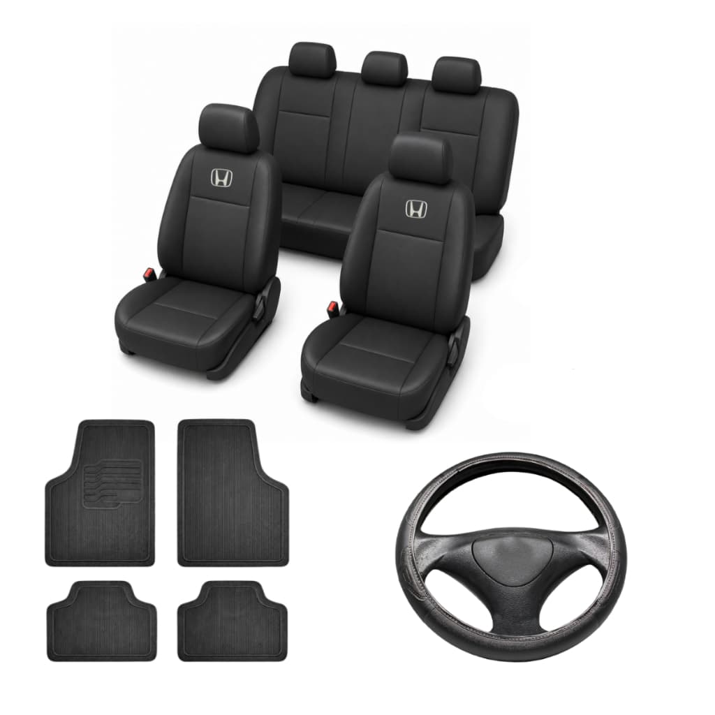 Kit Capa Banco Couro Automotivo + Tapete 4 Peças + Capa De Volante Para Todos Os Modelos Honda