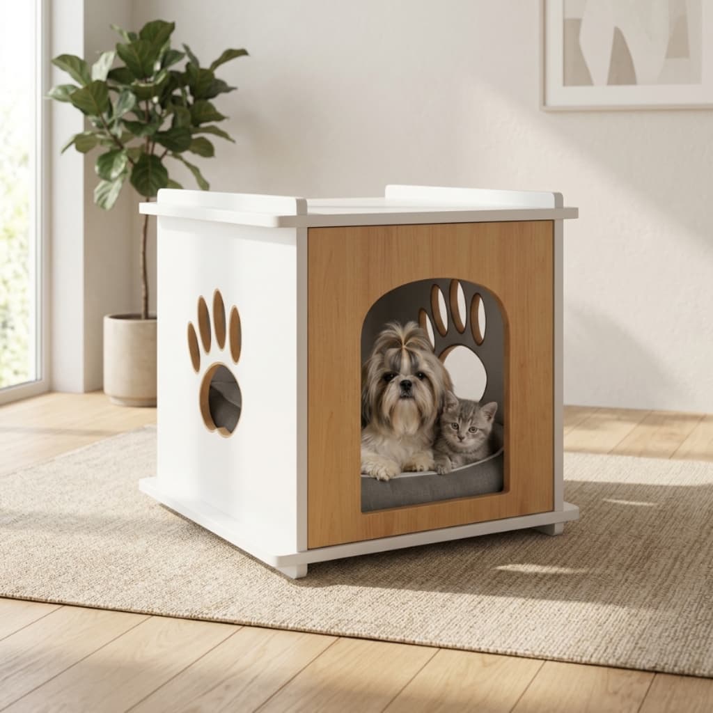Mesa De Cabeceira Pet Mel Casinha Cachorro Gato Madeira Mdf