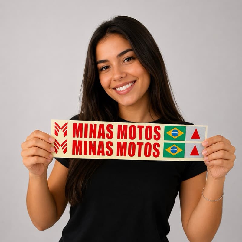 Adesivo Minas Moto Vermelho Refletivo 244 – Par com Duas Bandeira para Canela de Moto e Bike