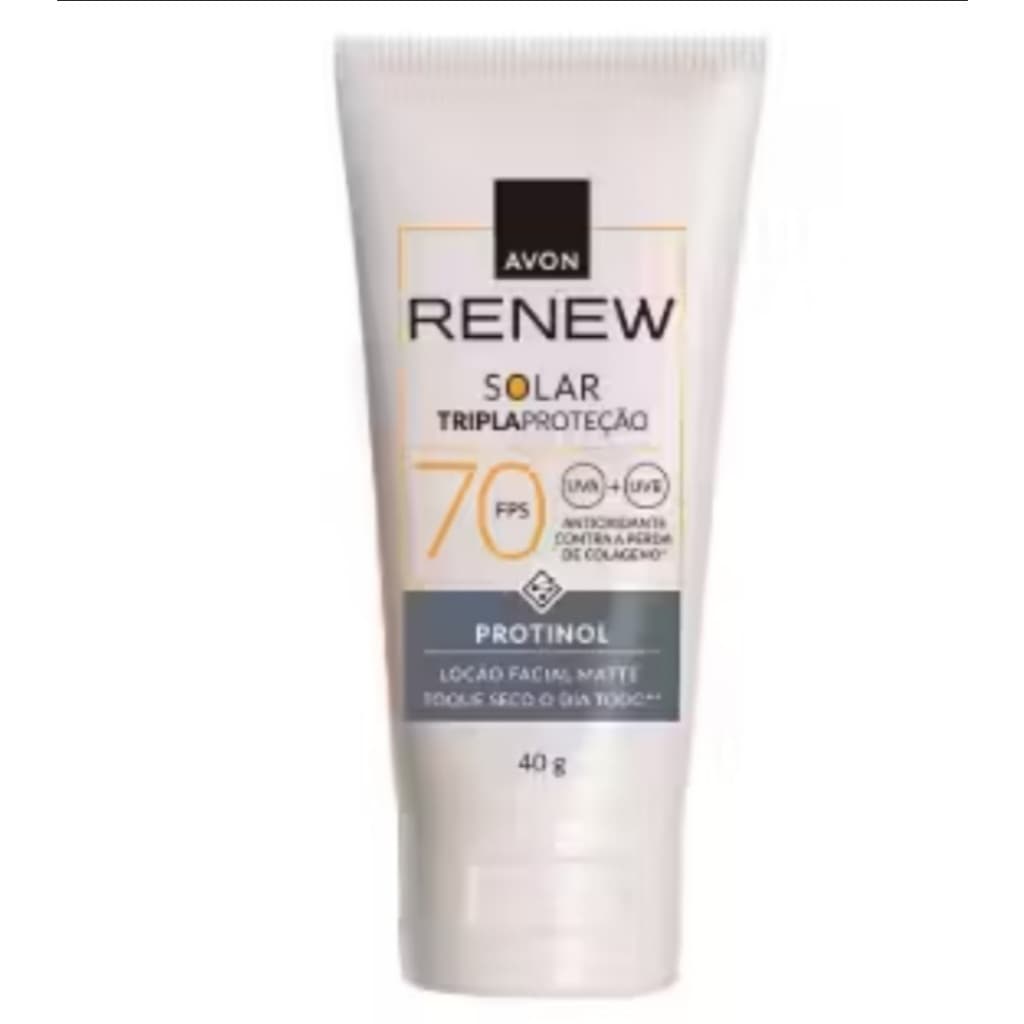 Protetor Solar - Loção Facial Matte Incolor - Renew Fps 70 Avon 40g toque seco avoncare sun+rosto