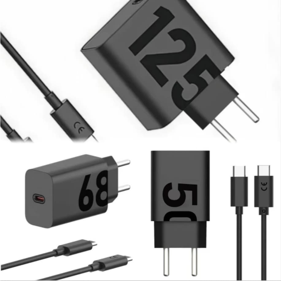 Carregador Turbo 125W 68W 50W USB-C Tipo C + Cabo Carregamento Rápido para Celular Android G30 G20 G9 Play G1