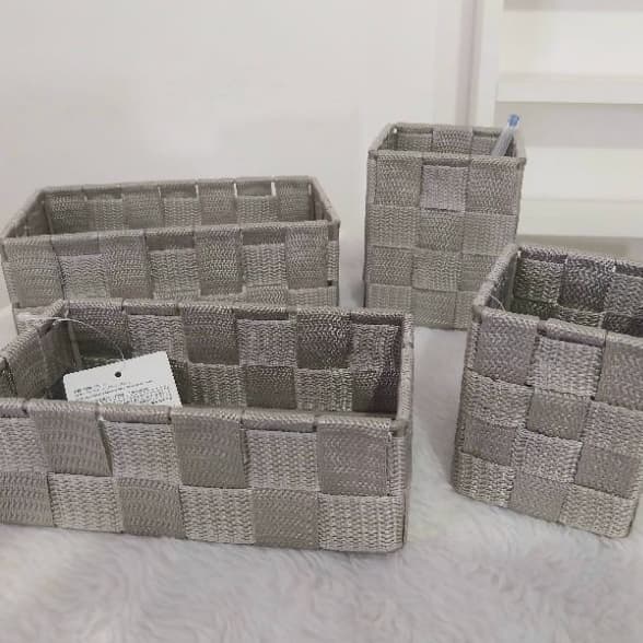 Kit Organizador Multiuso 4 Peças Cesto Decorativo Banheiro Escritório