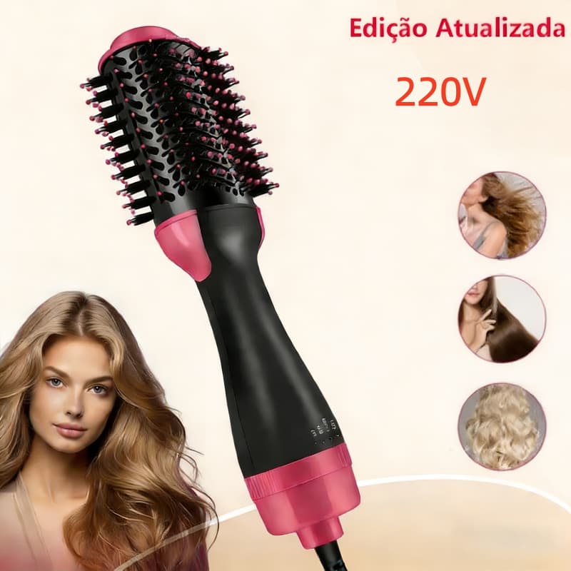 220V Escova Secadora Alisador Elétrica 3 Em1 Secar Alisar Modelagem Cabelo Profissional