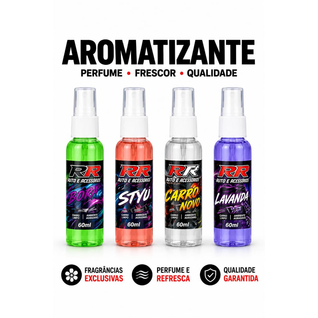 Kit 4 Aromatizantes Automotivos 60ml | Cheirinho para Carro | 4 Aromas Sortidos