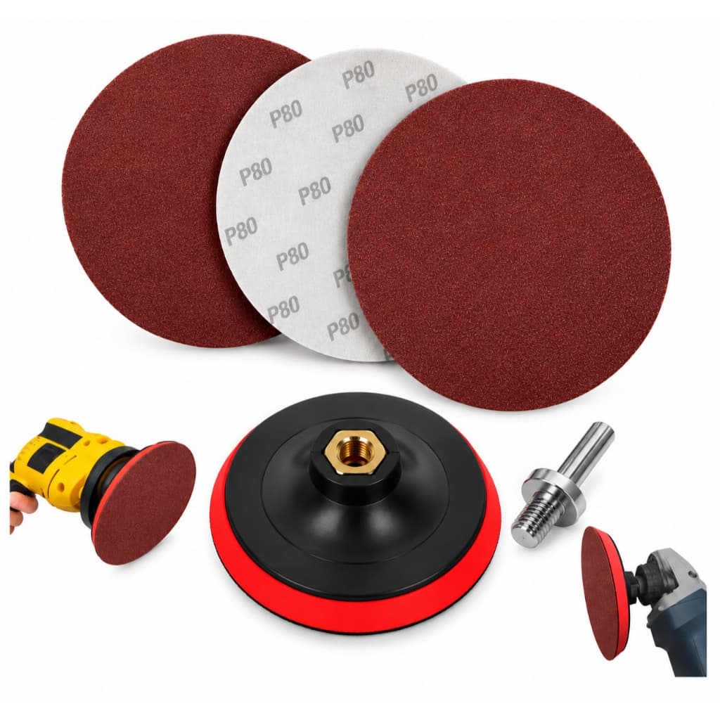 Kit 30 Discos Lixa 125mm + Suporte Velcro Furadeira Lixadeira Esmerilhadeira Adaptador M14