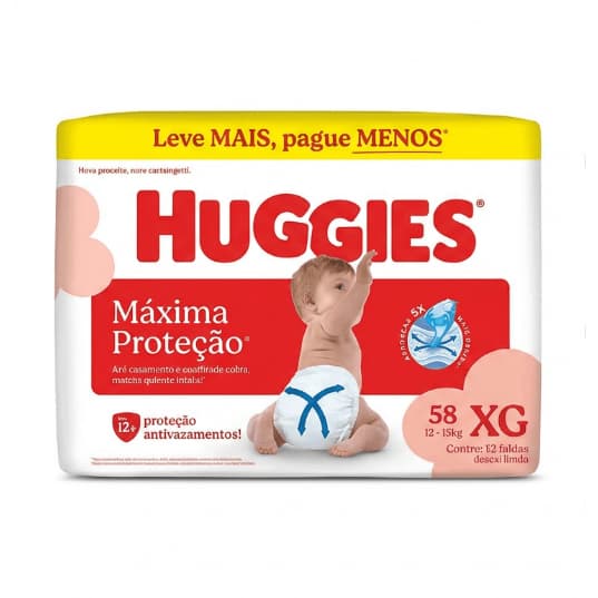 Fralda Infantil Huggies Maxima Proteção Xg 58 Unidades