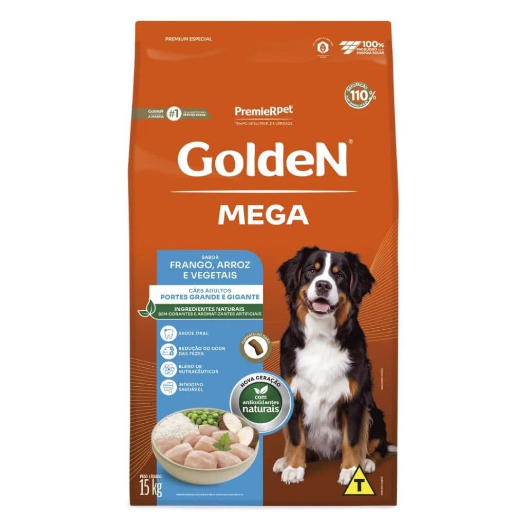 Ração Para Cachorros Mega Adultos (Raças Grandes) Frango E Arroz 15kg Golden