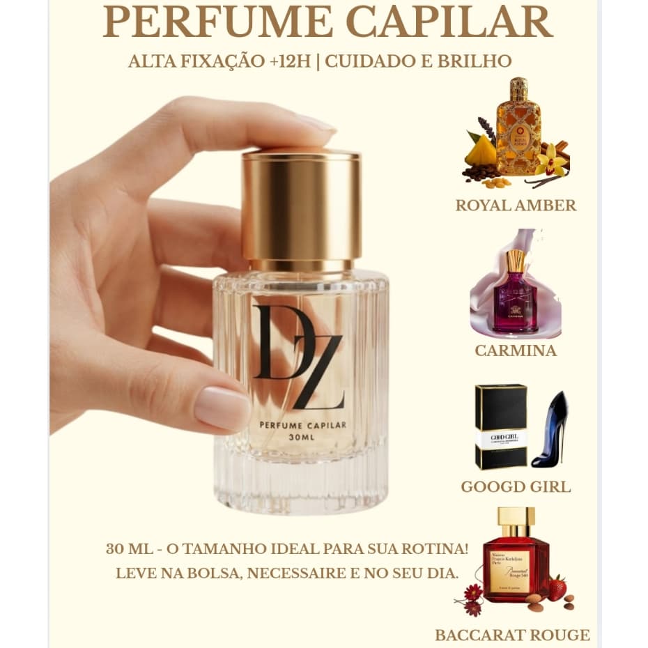 Perfume Capilar Feminino Alta Fixação +12h Cuidado e Brilho para os Cabelos Inspiração Importados Árabes e Nicho