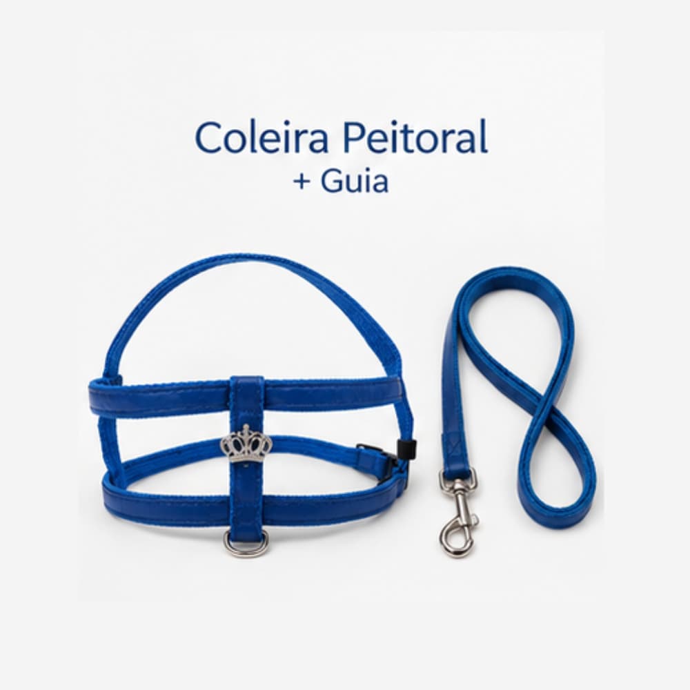 Coleira Peitoral + Guia Pet para Cães de Pequeno Porte Ajustável, confortável e resistente para os passeios.- COLTELLI