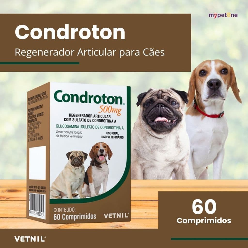 Condroton 500mg C/ 60 Comprimidos - Regenerador Articular P/ Cães