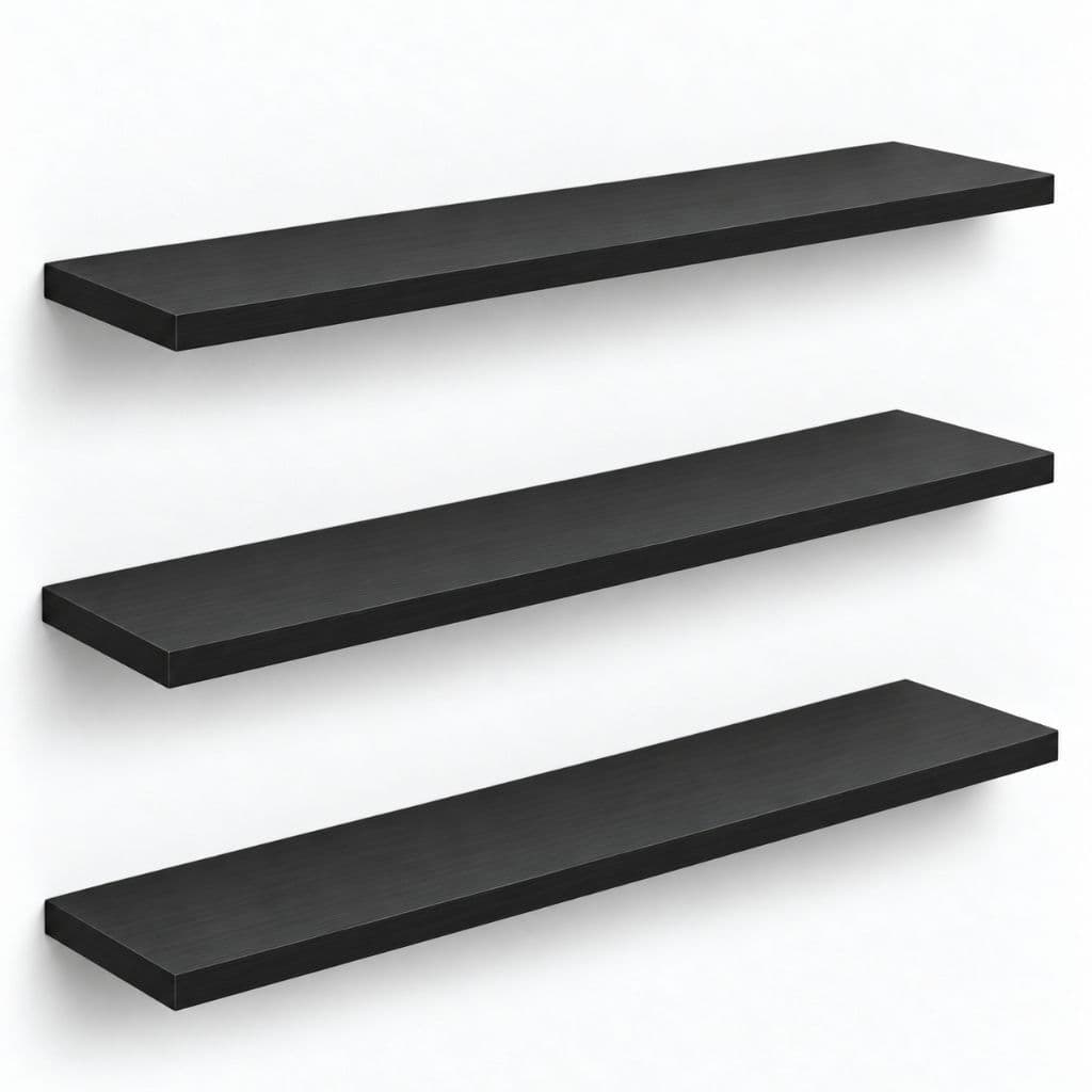 Kit 3 Prateleiras de Parede Suspensa 60x20 com Suporte Invisível Organizadora Escritório Quarto Cozinha
