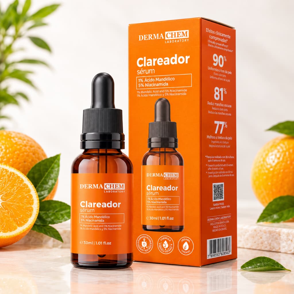 Sérum Facial Clareador Manchas Melasma Uniformiza Tom da Pele  Vitamina C 30ml Dermachem